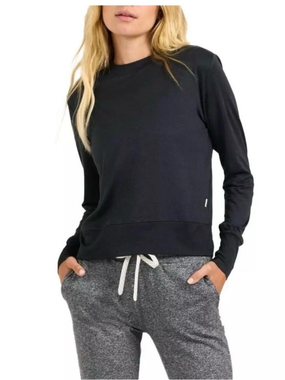 VUORI DAYDREAM CREW Black Long Sleeve Pullover long sleeve top size LARGE